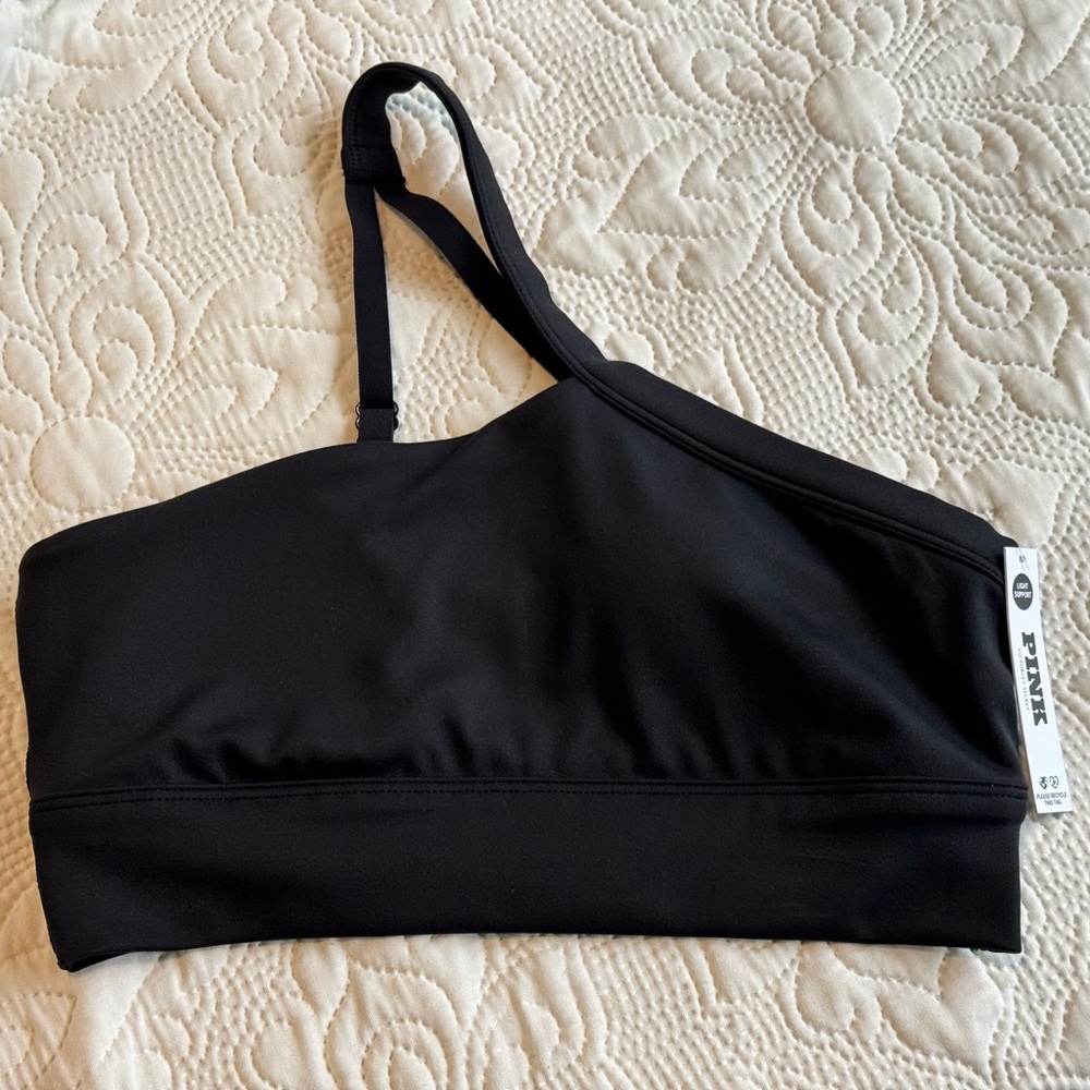 🖤 PINK ACTIVE Relay One-Shoulder Sports Bra – Size S (NWT)
